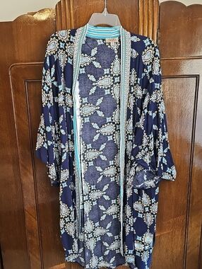 Floral Paisley Navy Kimono Cardigan